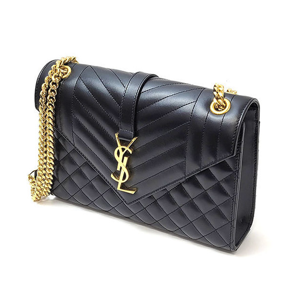 Saint Laurent Black Calf Envelope Leather - Picture 1 of 4